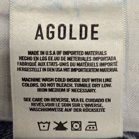 Agolde 90's Jeans Womens 27 High Rise Straight Leg Crop Distressed Busted Knee - Picture 11 of 14